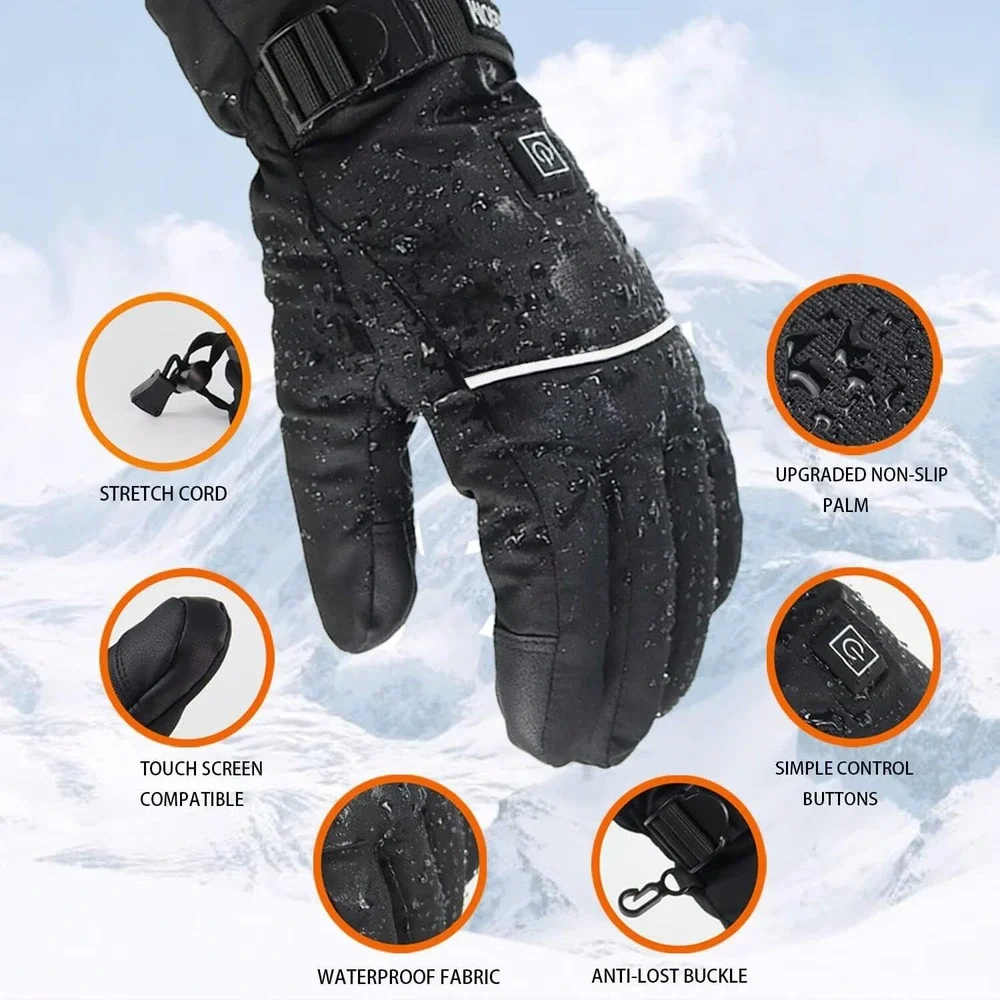 LOMKEIOM Heated Gloves for Men Women, 5V 4000 mAh Rechargeable Battery